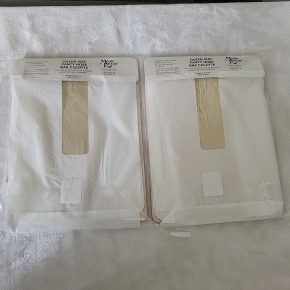 Vintage Queen Size Moulin Rouge Panty Hose - Ivory. 160-200 Lbs - Picture 7 of 8